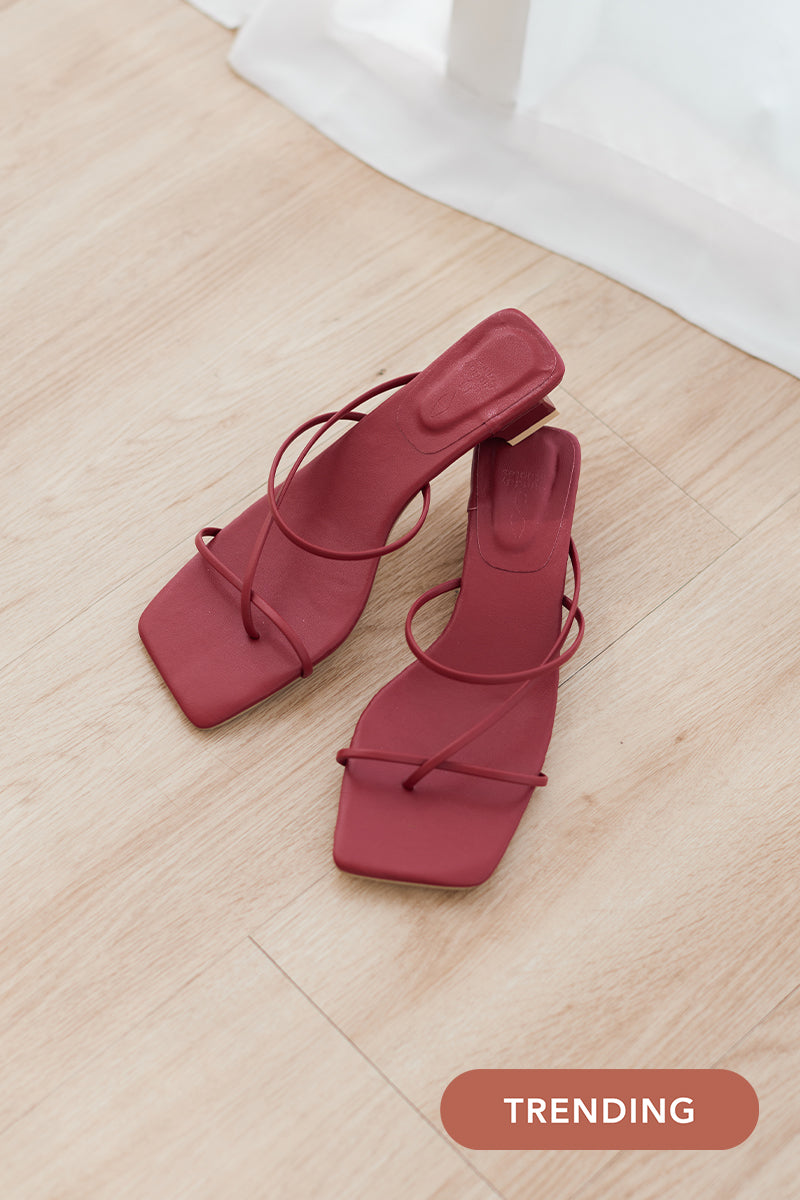 Jett Strappy Kitten Heels in Merlot