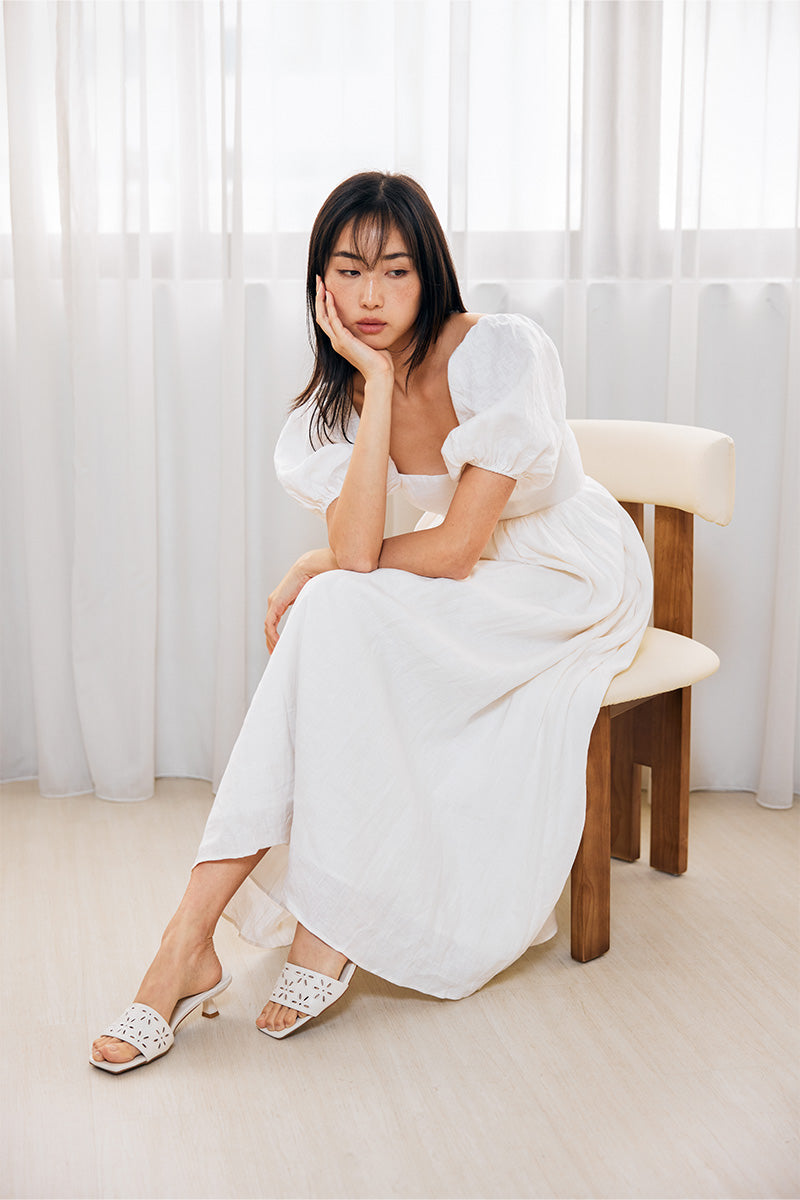 Alize Embroidered Kitten Heels in Cream