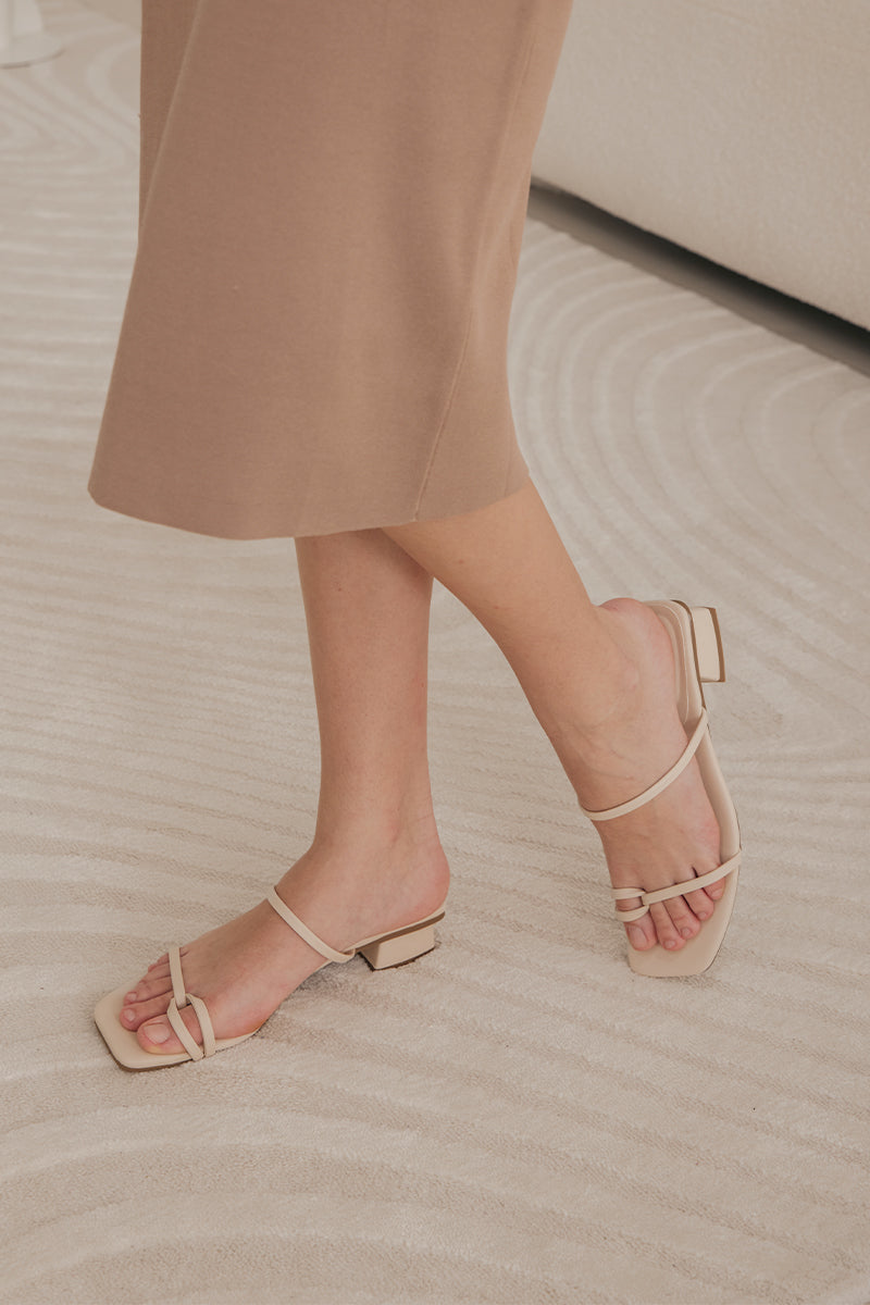 Amber Strappy Heels in Chalk