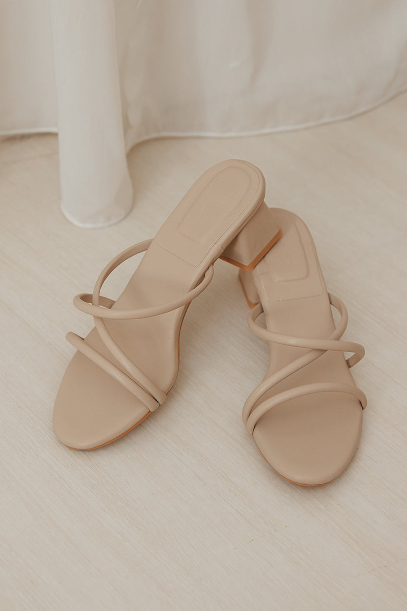 Bessie Strappy Heels in Greige