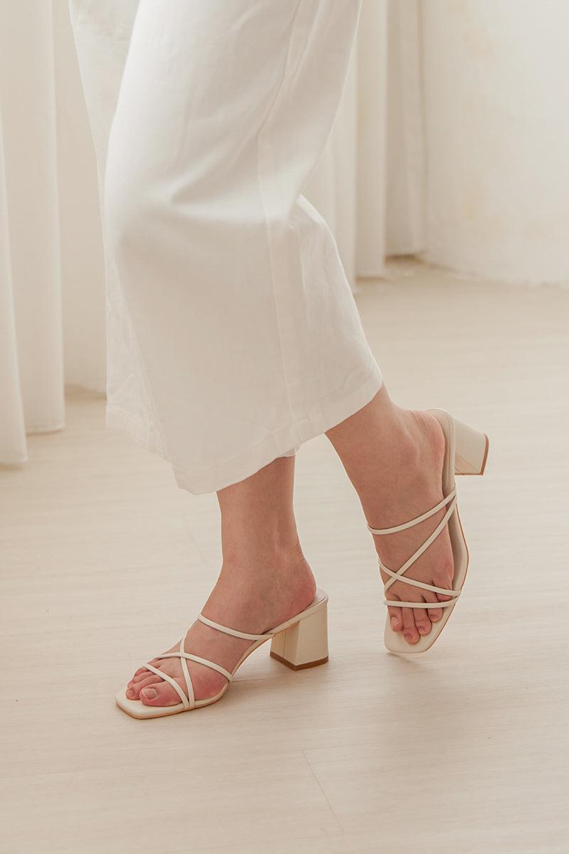 Calyx Strappy Block Heels in Cream