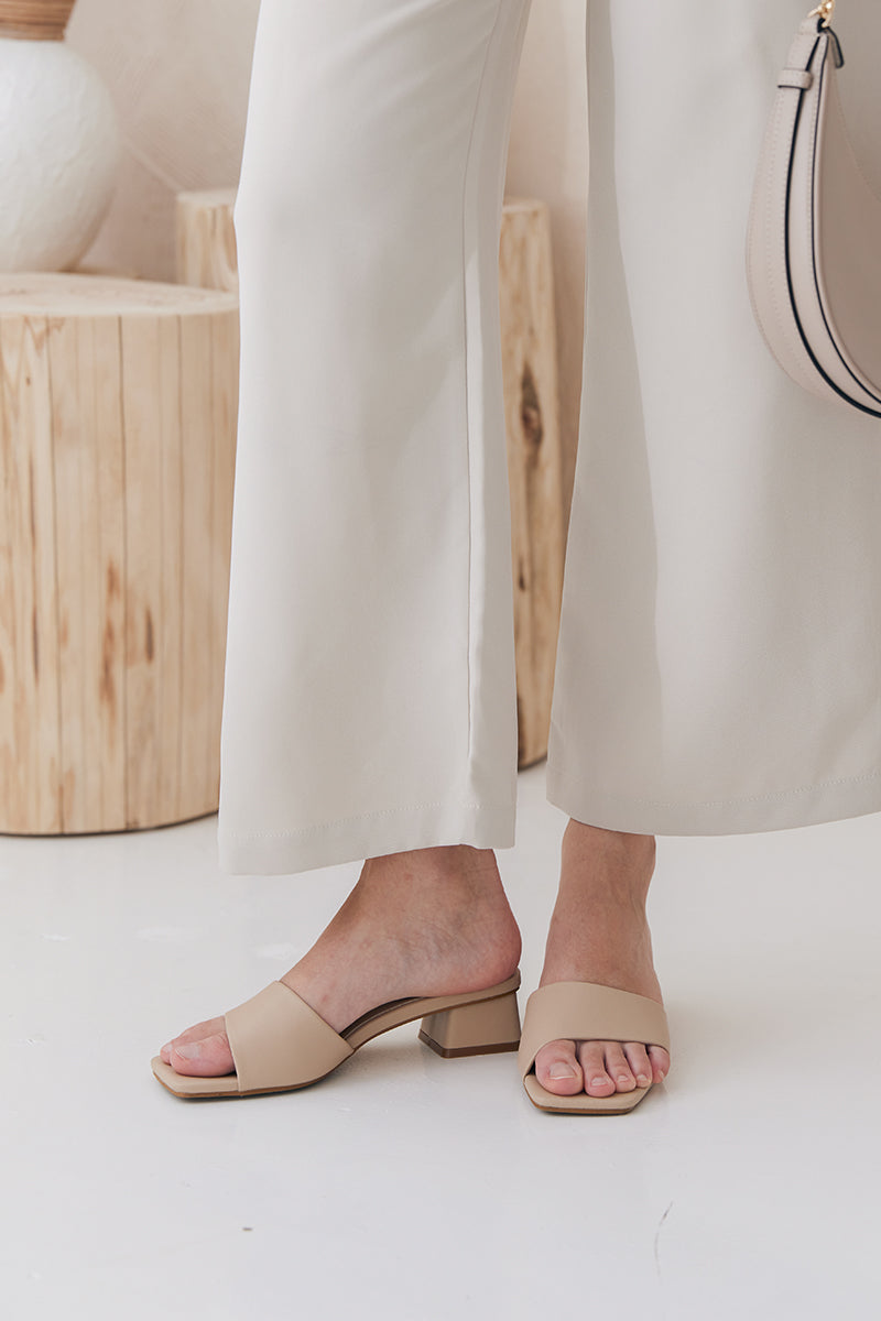 Carly Irregular Strap Heels in Nude