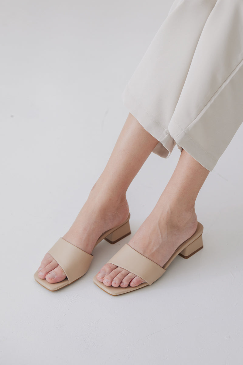 Carly Irregular Strap Heels in Nude