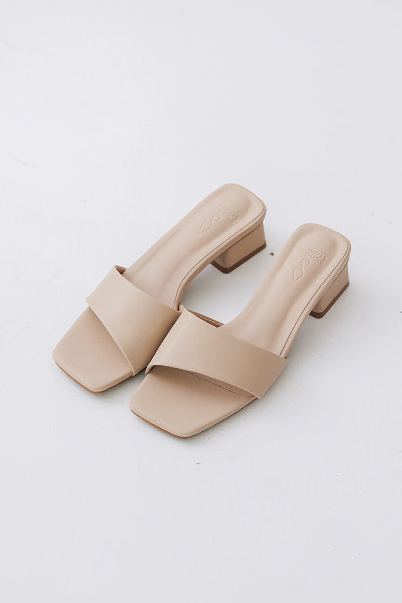 Carly Irregular Strap Heels in Nude