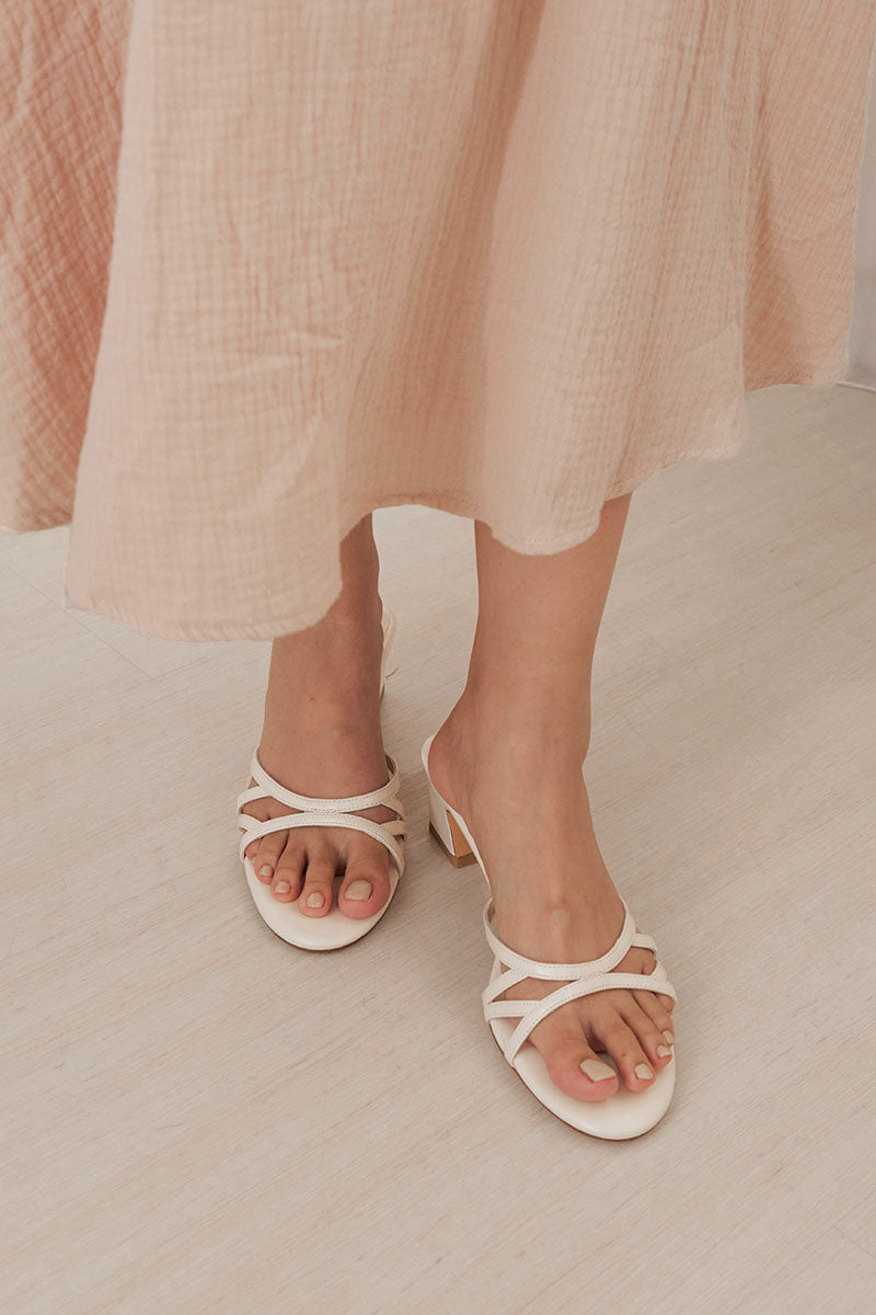 Cersei Strappy Block Heels in Cream