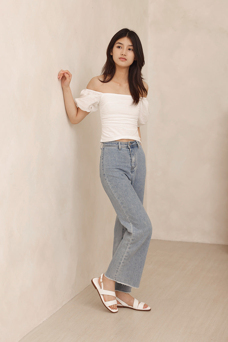 Charleey Irregular Strap Cloud Sandals in Cream