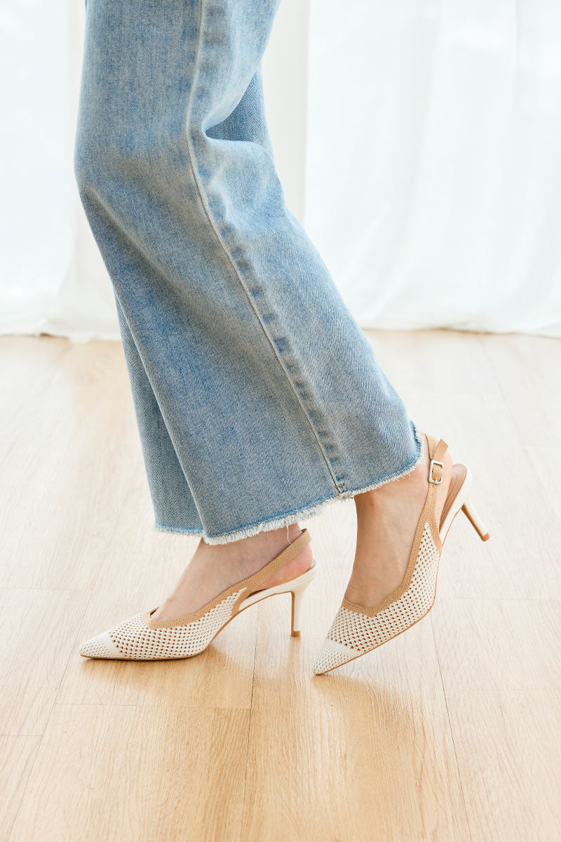 Deiji Flyknit Slingback Heels in White Contrast