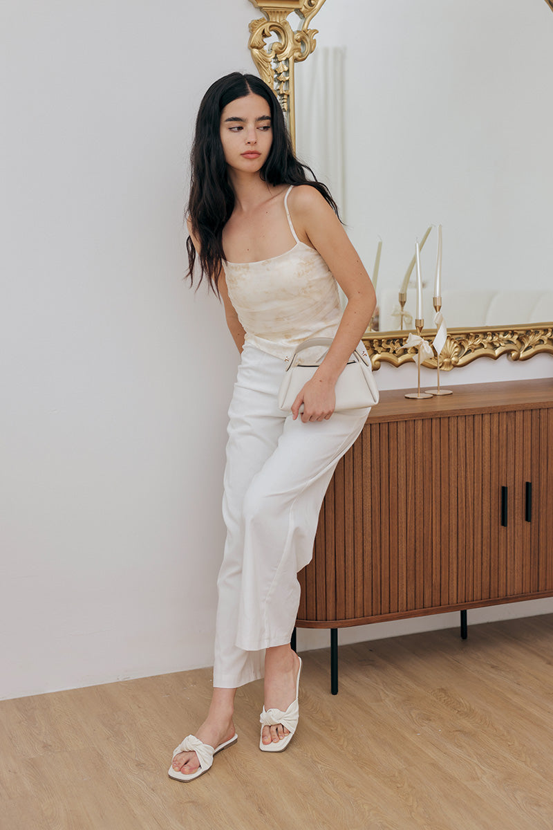 Emmie Knot Sliders in Cream Waterproof Velvet