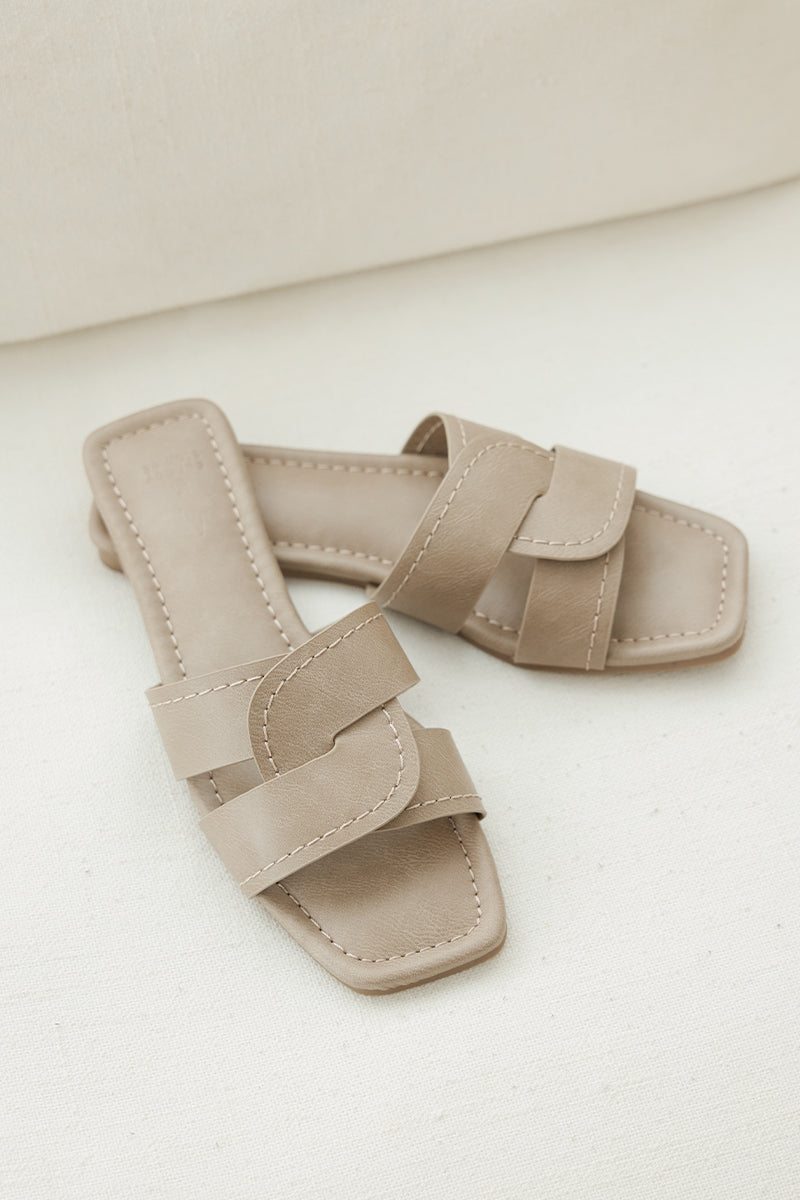 Ginette Interlocking Sliders in Taupe