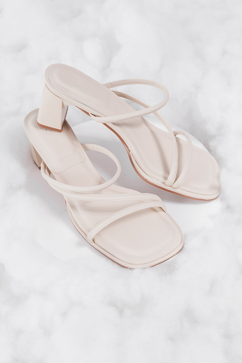 Haruna Strappy Cloud Heels in Cream