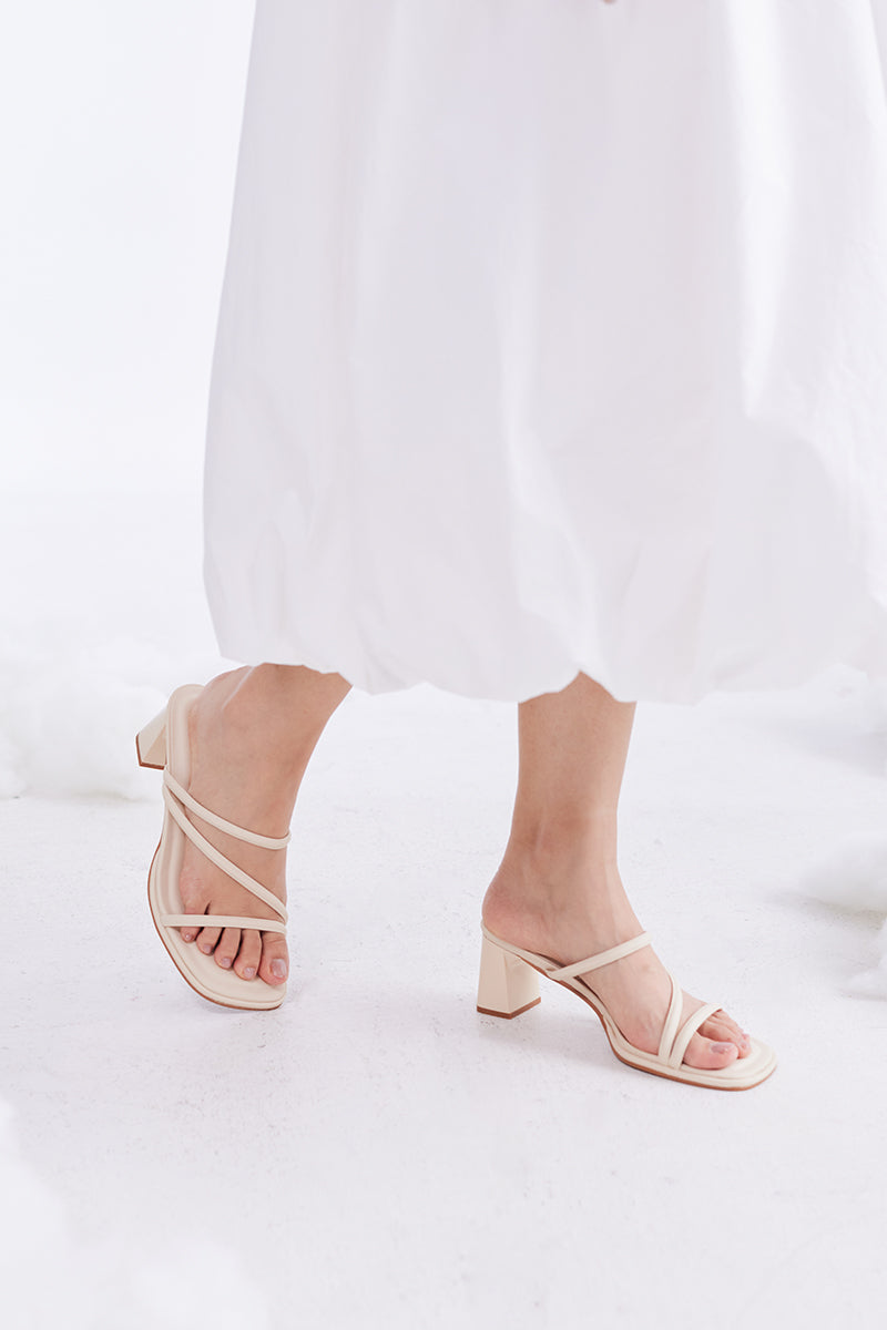 Haruna Strappy Cloud Heels in Cream
