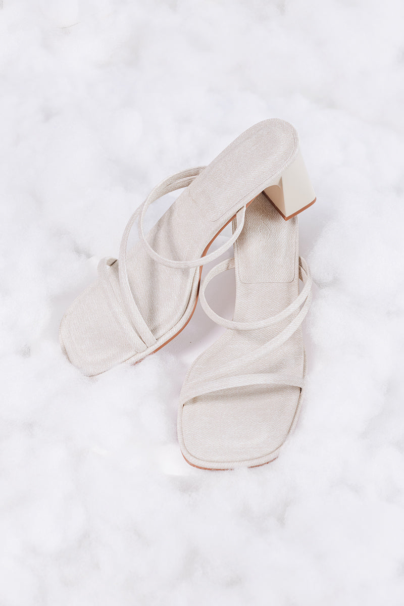 Haruna Strappy Cloud Heels in Waterproof Linen