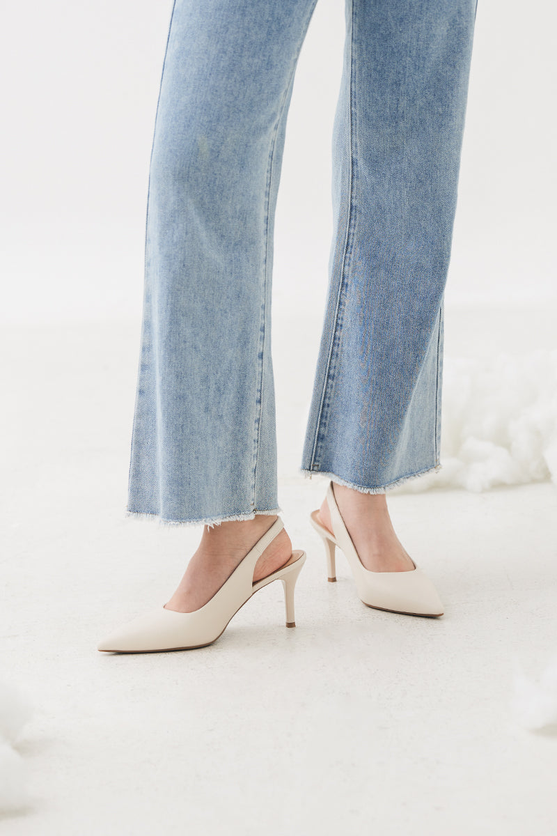 Ingrid Slingback Cloud Heels in Cream