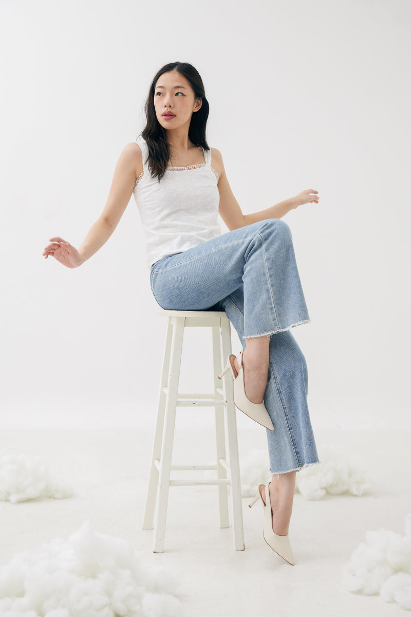 Ingrid Slingback Cloud Heels in Cream