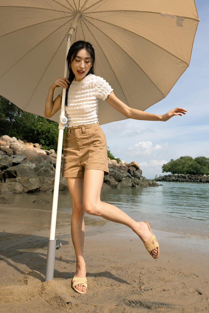 Josette Rattan Interlocking Sliders in Cream