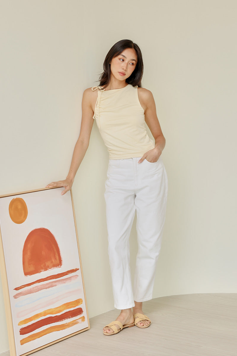 Josette Rattan Interlocking Sliders in Cream