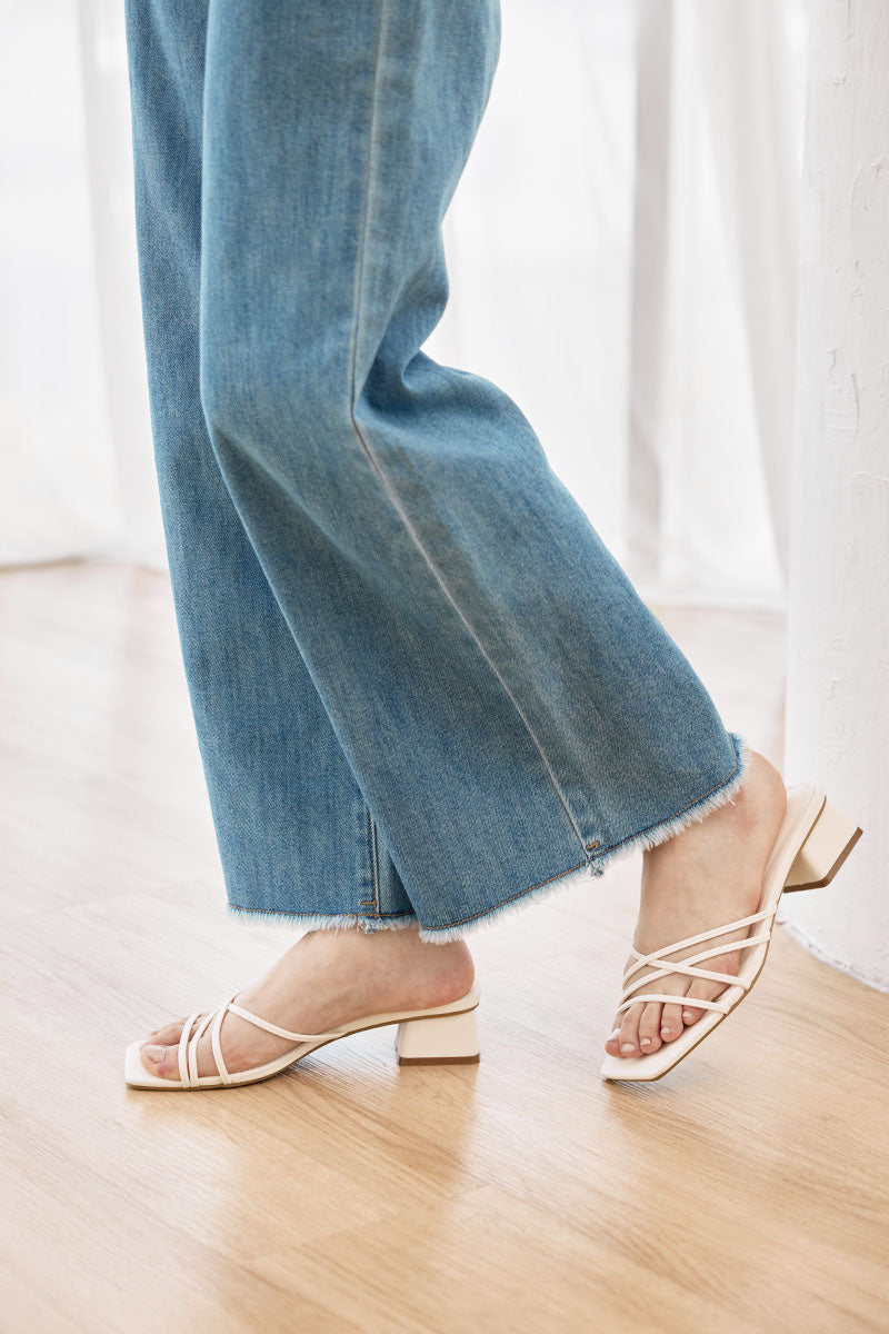 Keely Strappy Block Heels in Cream