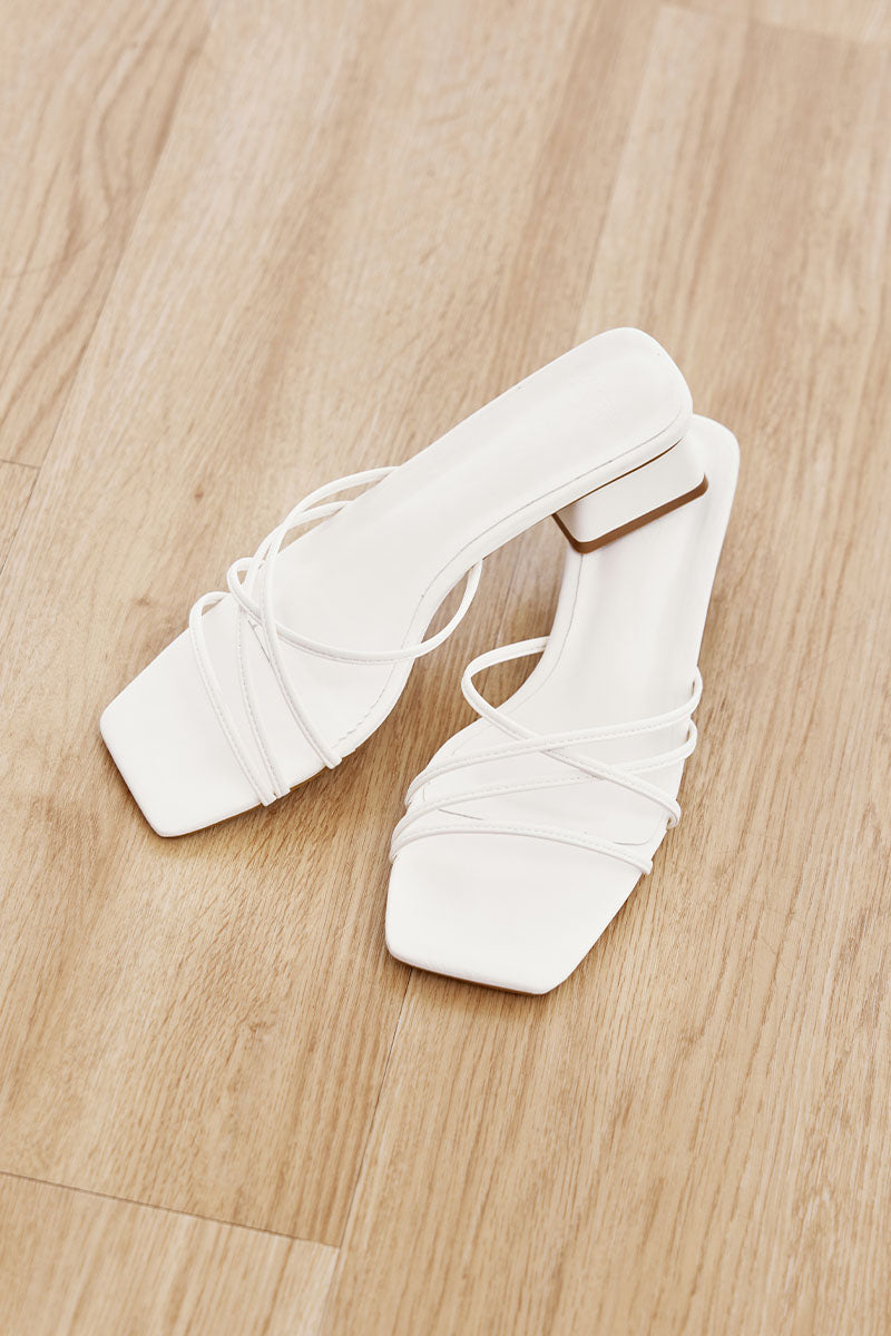 Keely Strappy Block Heels in Cream