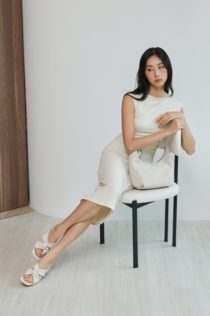 Kessie Knot Block Heels in Waterproof Linen