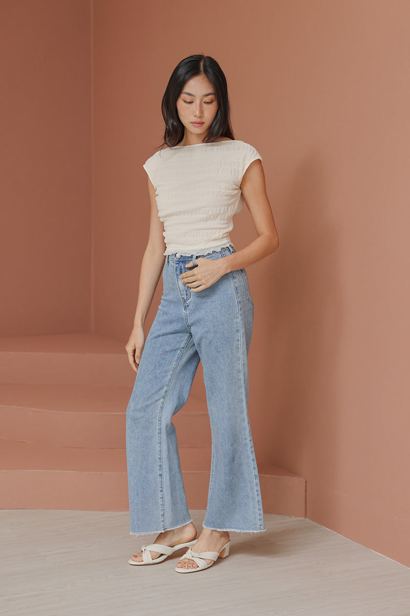 Khloe Knotted Block Heels in Waterproof Linen