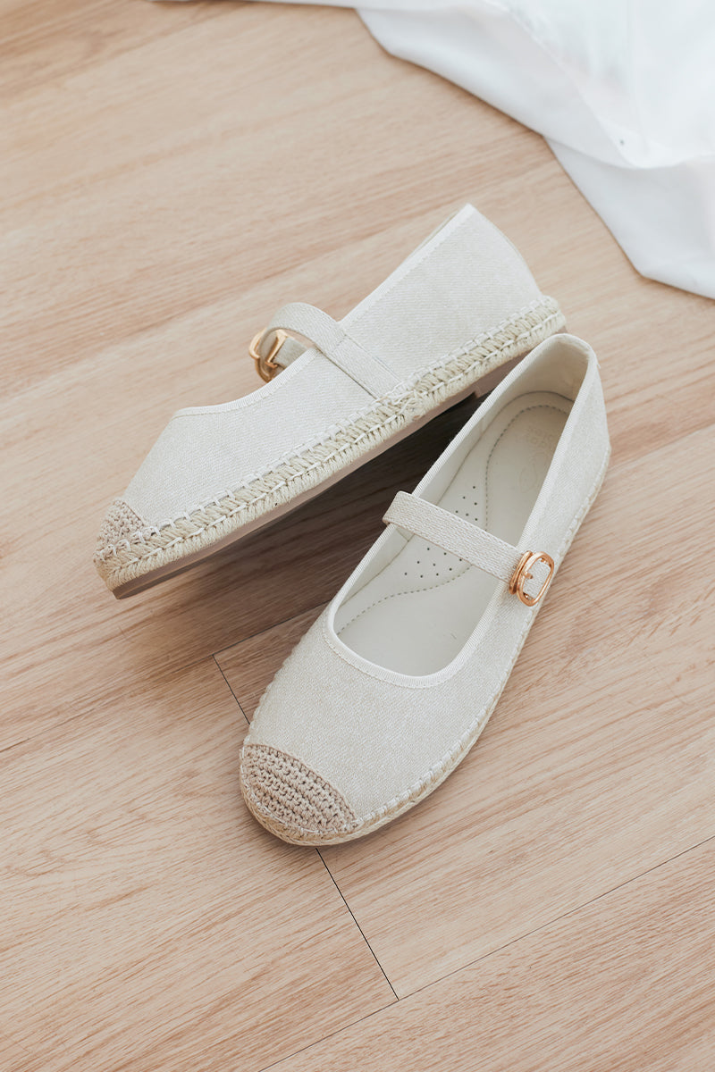 Laurel Espadrille Maryjane Flats in Waterproof Linen