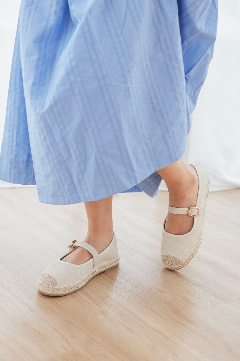 Laurel Espadrille Maryjane Flats in Waterproof Linen