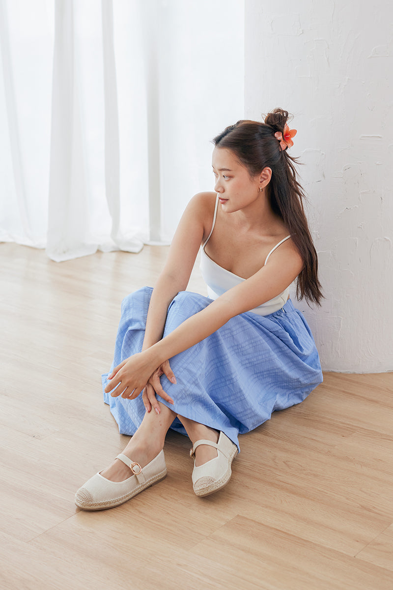 Laurel Espadrille Maryjane Flats in Waterproof Linen