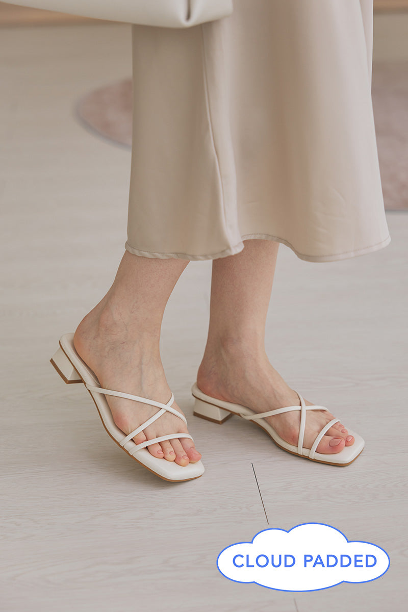 Lenix Strappy Cloud Block Heels in Cream – Sunday Staples