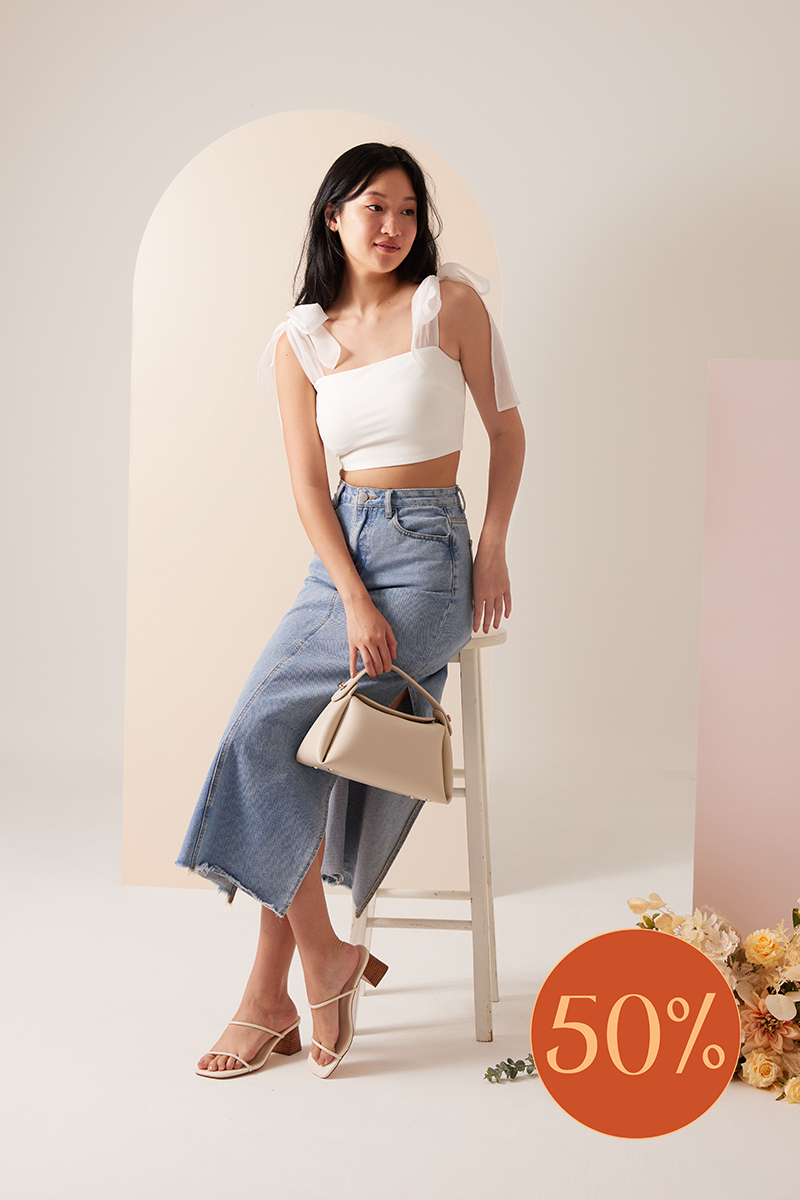 Lerae Strappy Wooden Heels in Ivory