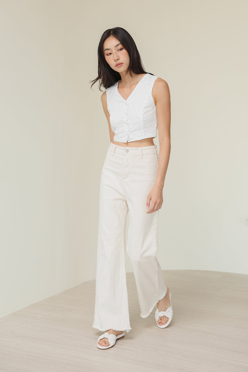 Marisse Knotted Sliders in Waterproof Satin Cream