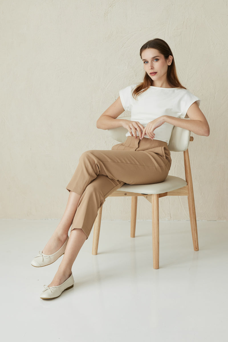 Melodie Calf Leather Ballet Flats in Cream