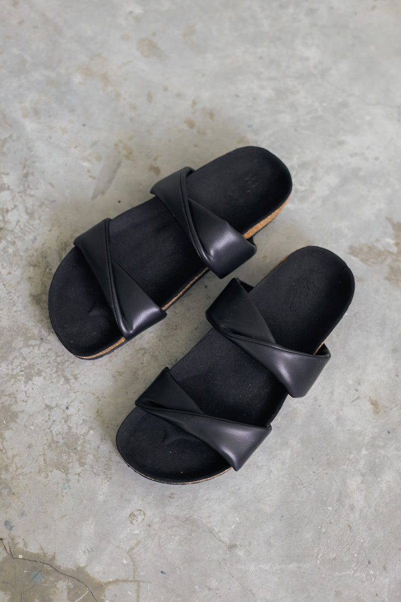 Orion Twist Chunky Sliders in Black