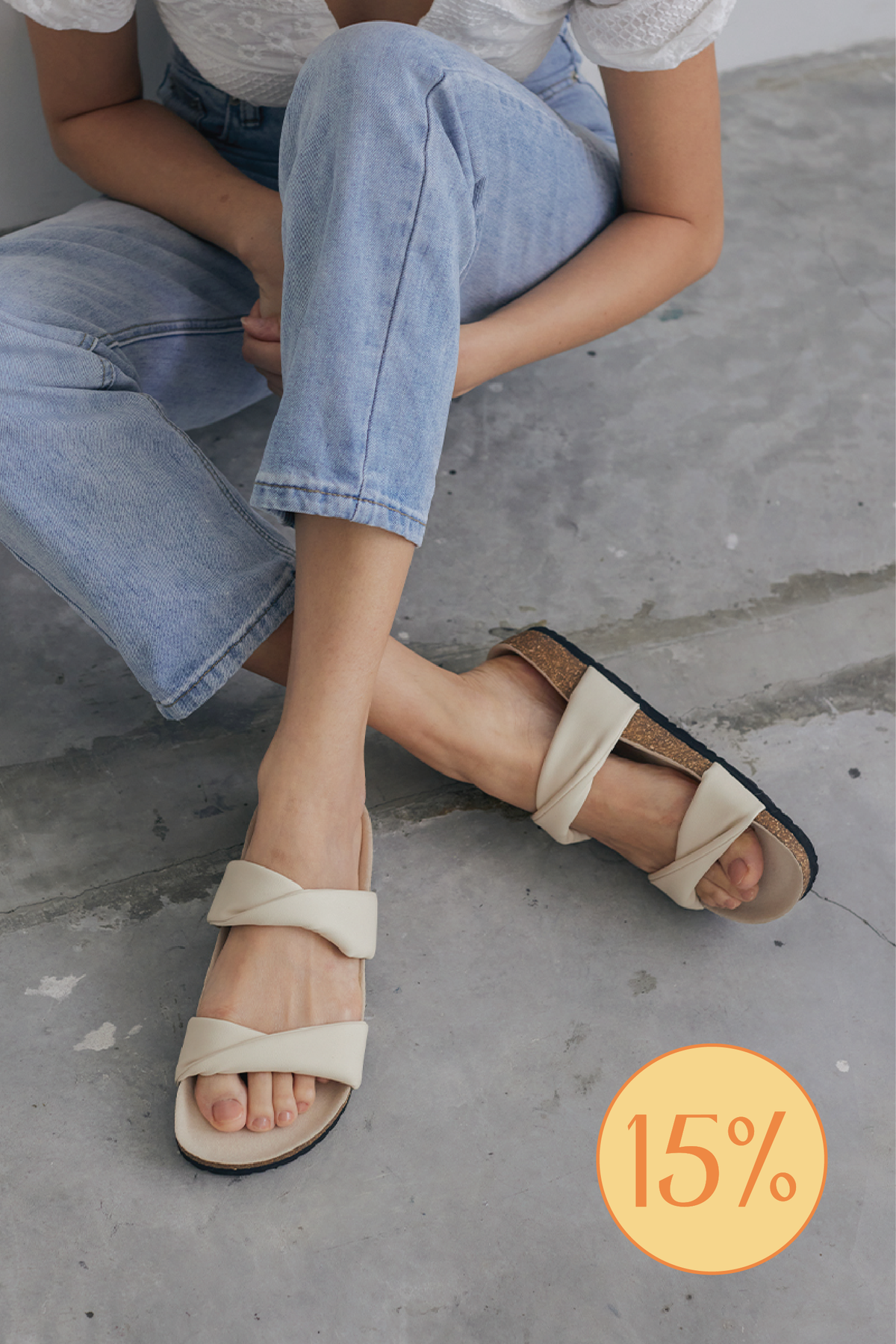 Orion Twist Chunky Sliders in Chalk
