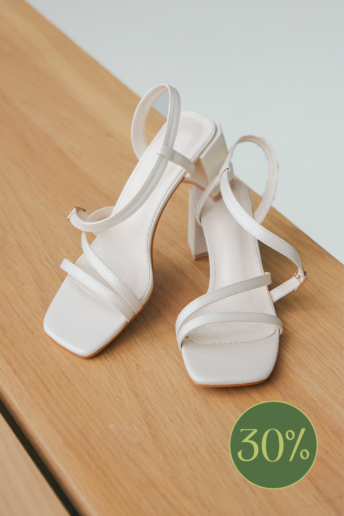 Orla Strappy Buckle Heels in Cream