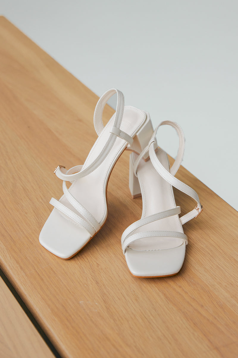 Orla Strappy Buckle Heels in Cream
