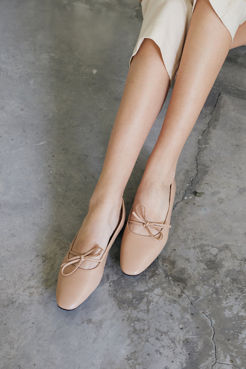 Quilla Knotted Maryjane Flats in Nude