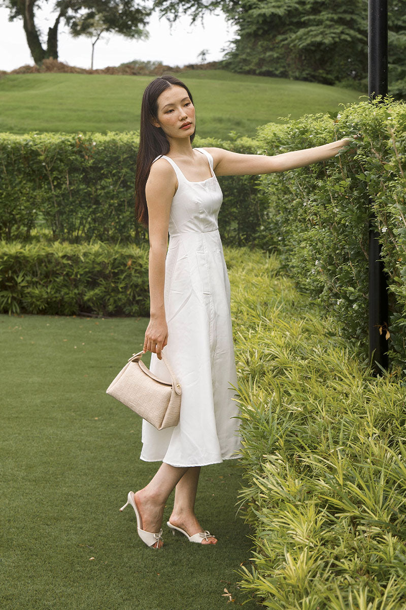 Reva Ribbon Slip-on Heels in Cream