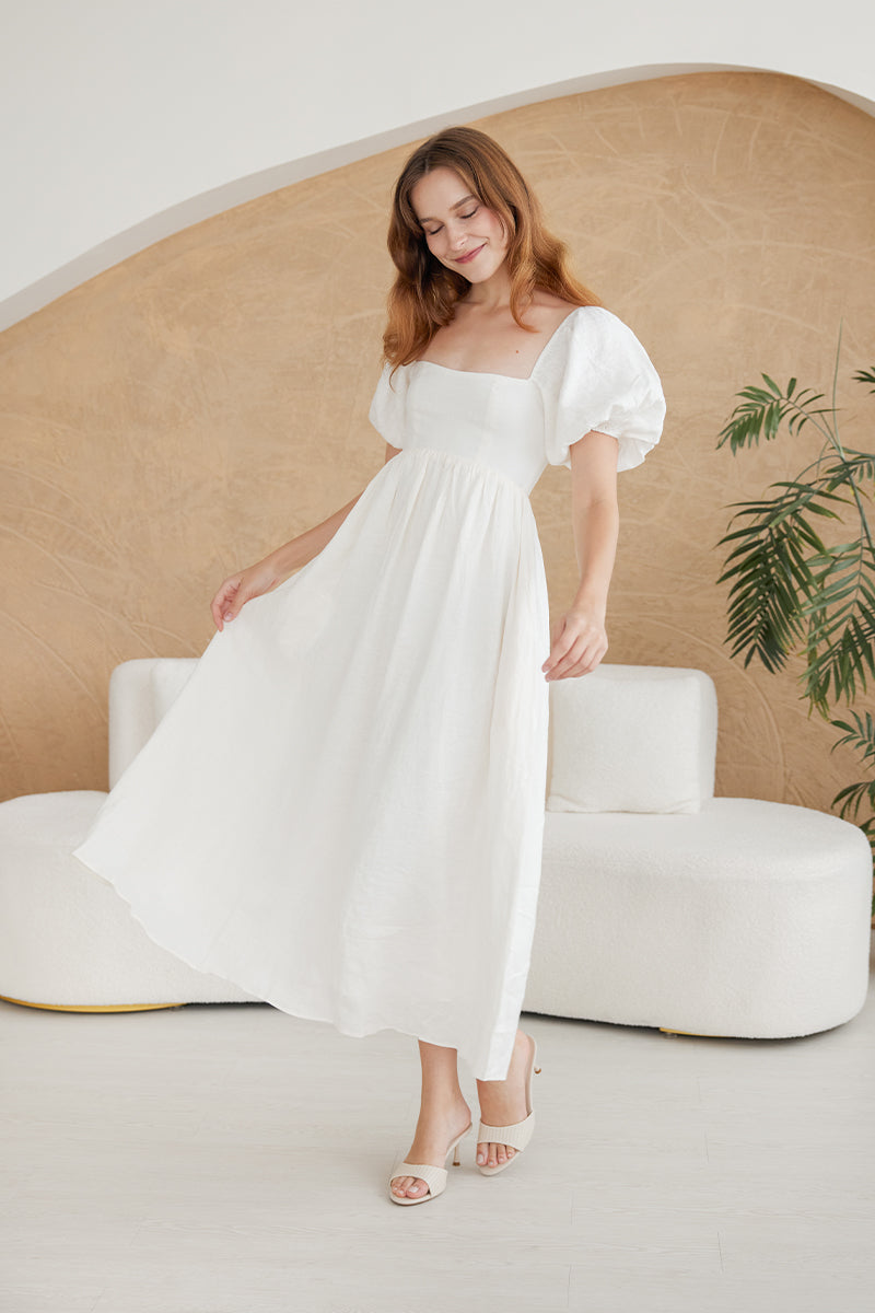 Rivka Slip-on Heels in White Waterproof Rattan
