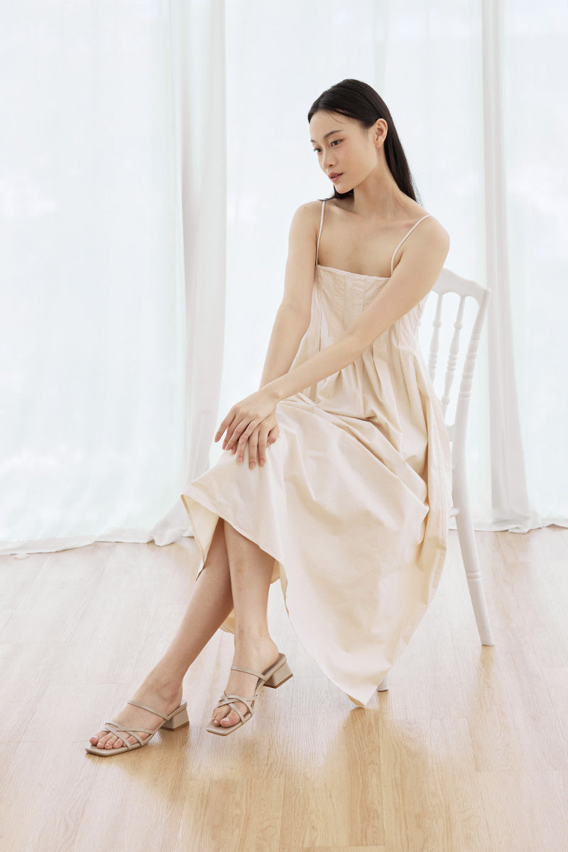 Roisin Strappy Block Heels in Taupe