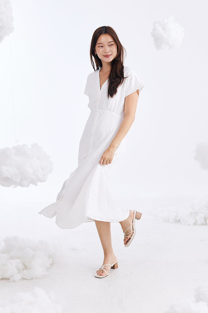 Soleil Strappy Cloud Block Heels in Cream