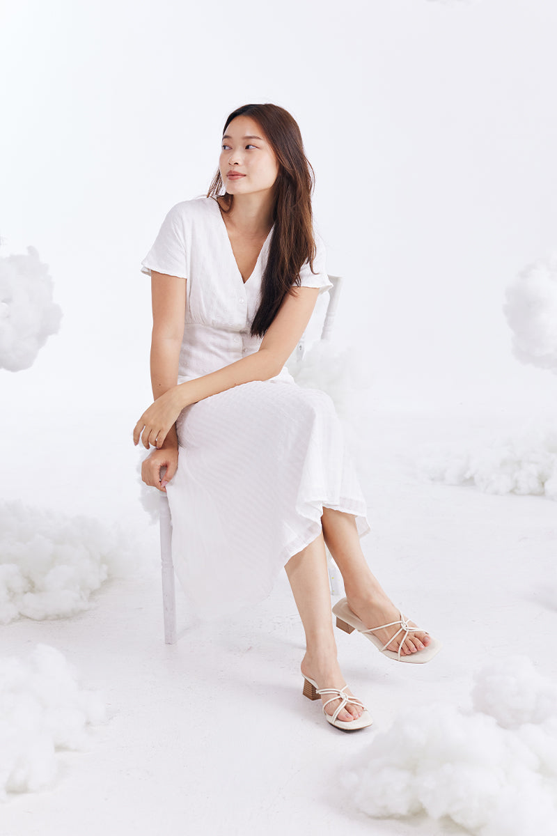 Soleil Strappy Cloud Block Heels in Cream