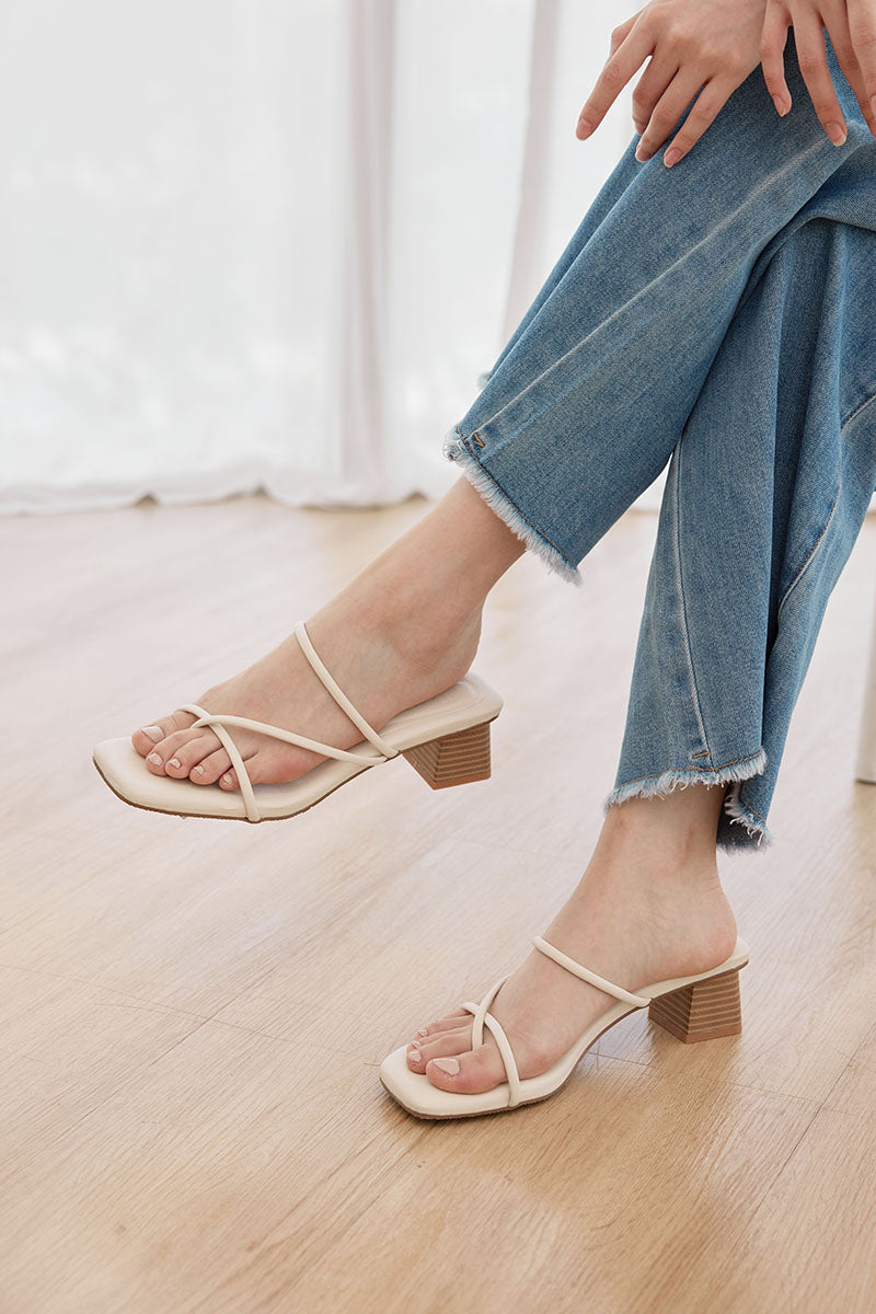 Sonder Strappy Cloud Heels in Cream