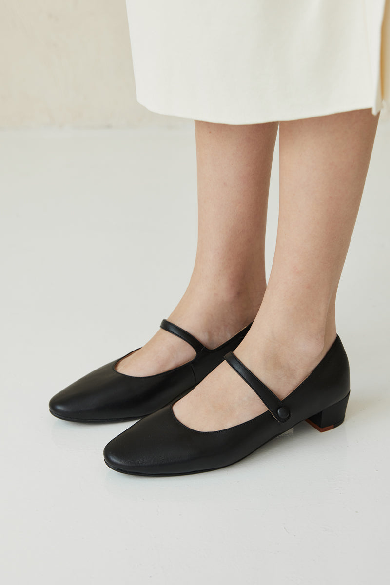 Sonnet Calf Leather Maryjane Heels in Black