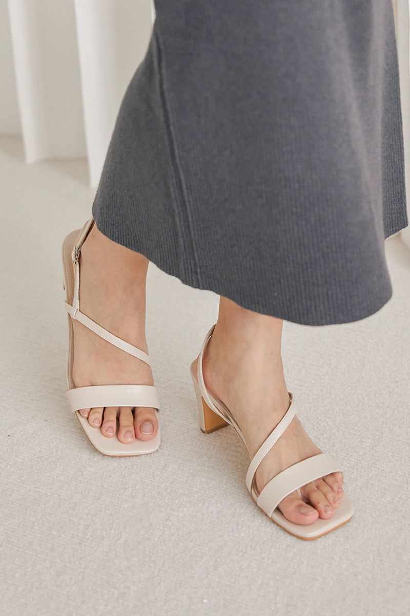Sylvie Strappy Heels in Cream