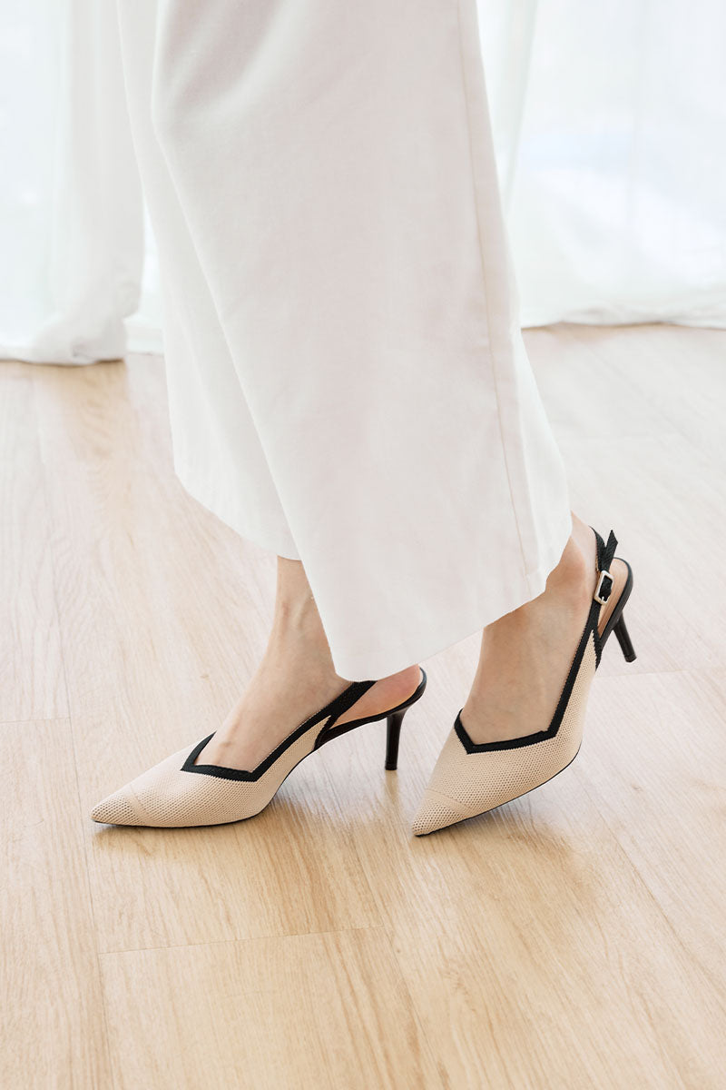 Valentina Flyknit Slingback Heels in Nude