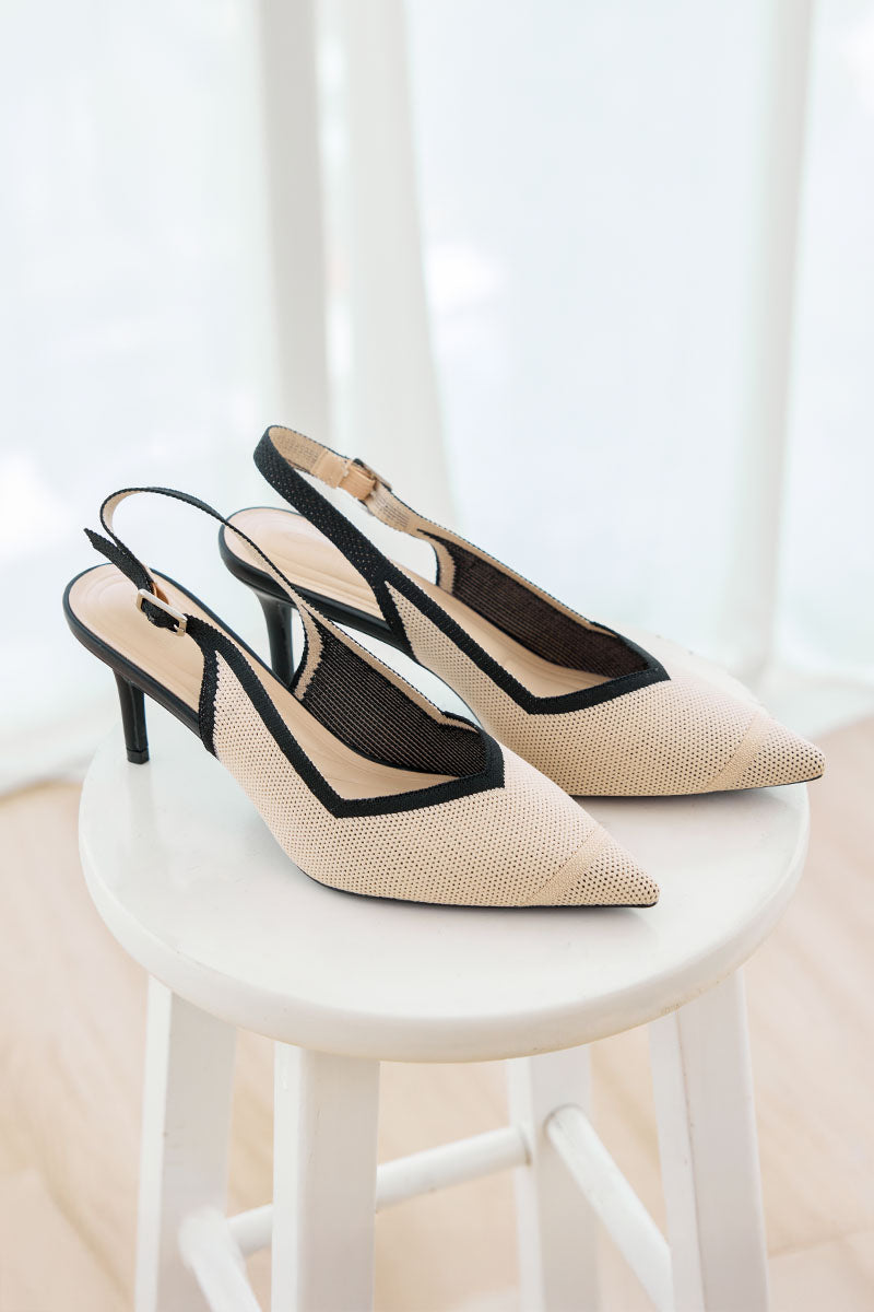 Valentina Flyknit Slingback Heels in Nude