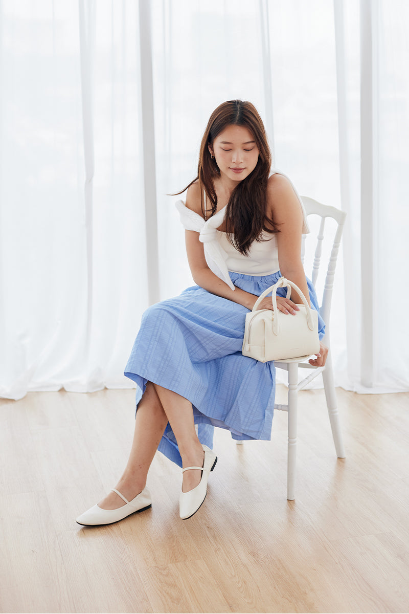 Vesta Maryjane Flats in Cream