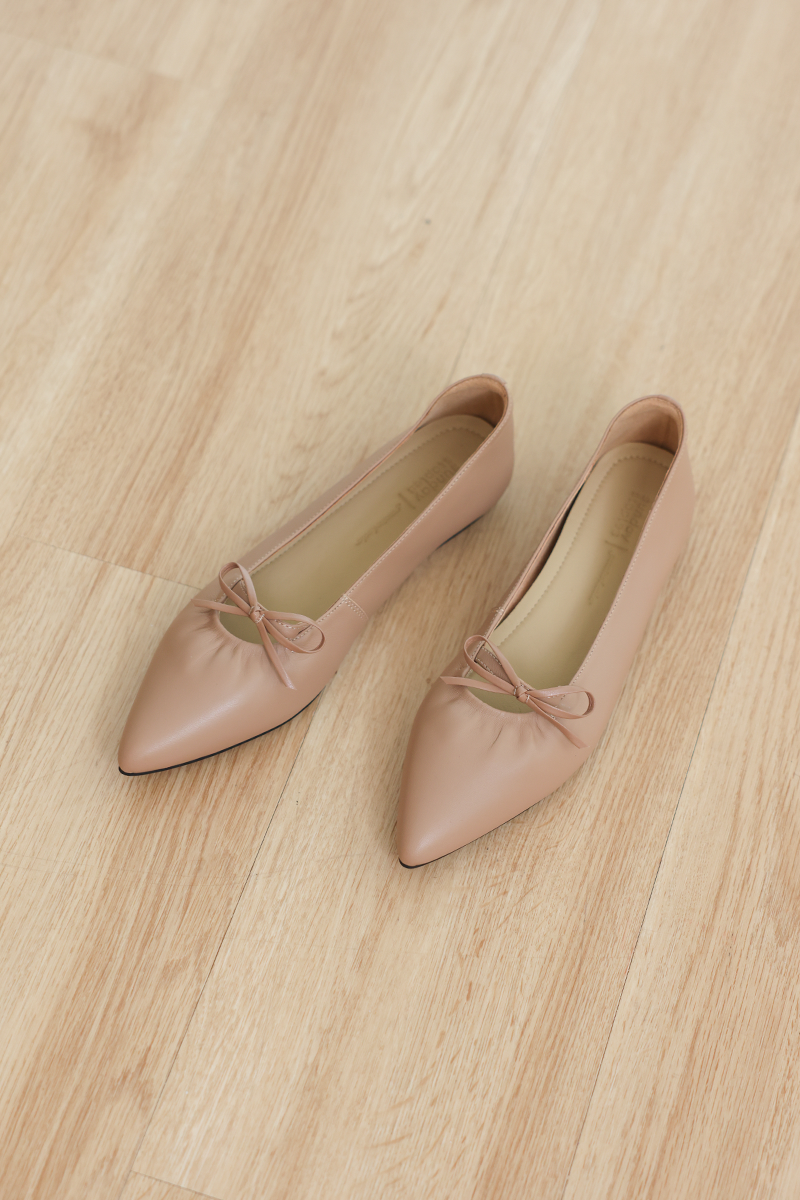 Corrine Sheep Leather Flats in Nude