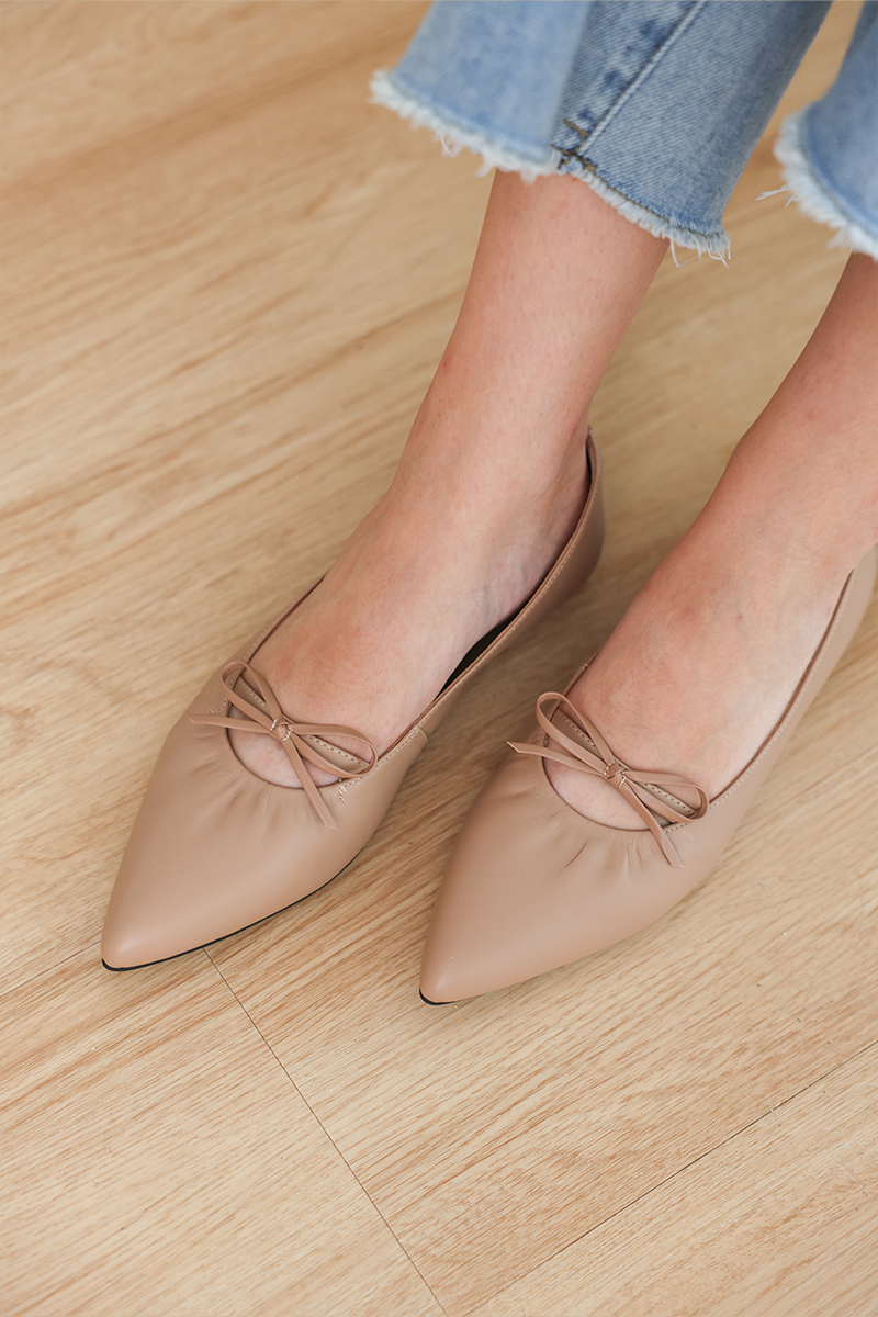 Corrine Sheep Leather Flats in Nude