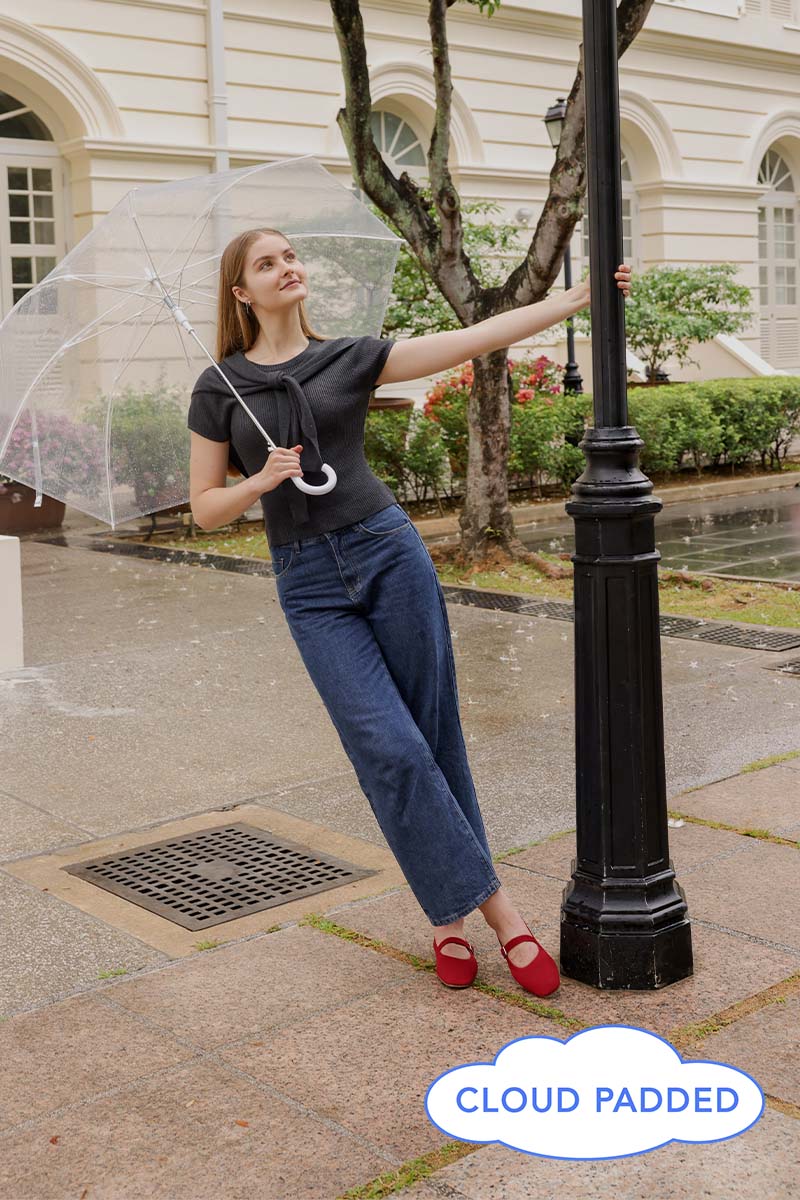 Theryn Ridge Theryn FlyKnit Slant Maryjane Flats in Red – Sunday Staples